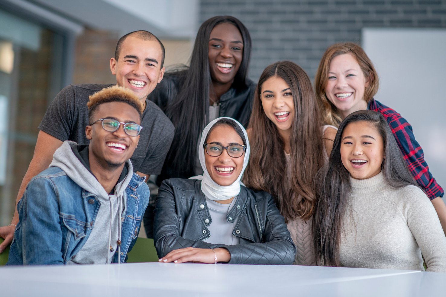 Diverse group of university students